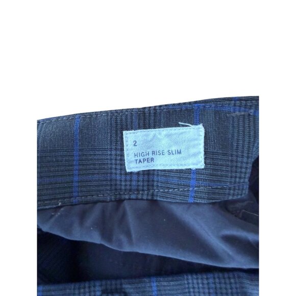 GAP Gray Blue Plaid high Rise Slim Taper Dress Pants Size 2 - Picture 3 of 9